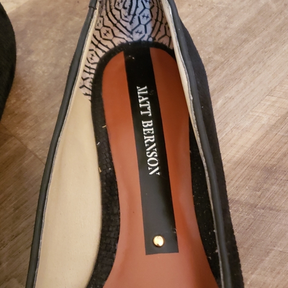 Matt Bernson D’Orsay Point Toe Suede Flats Black Leather Chic - Picture 6 of 7